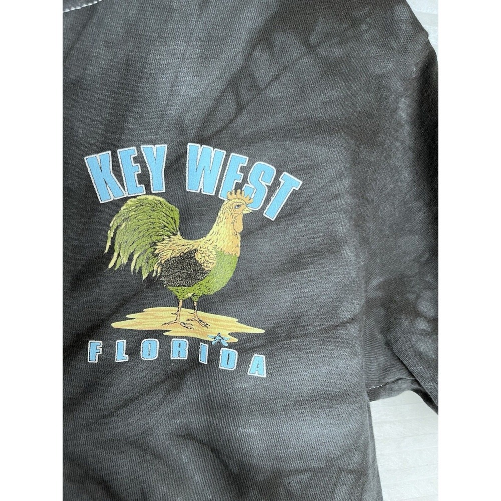 Colortone T-Shirt Men S Black Gray Tie Dye Short Sleeve Key West Florida Rooster - Picture 6 of 11